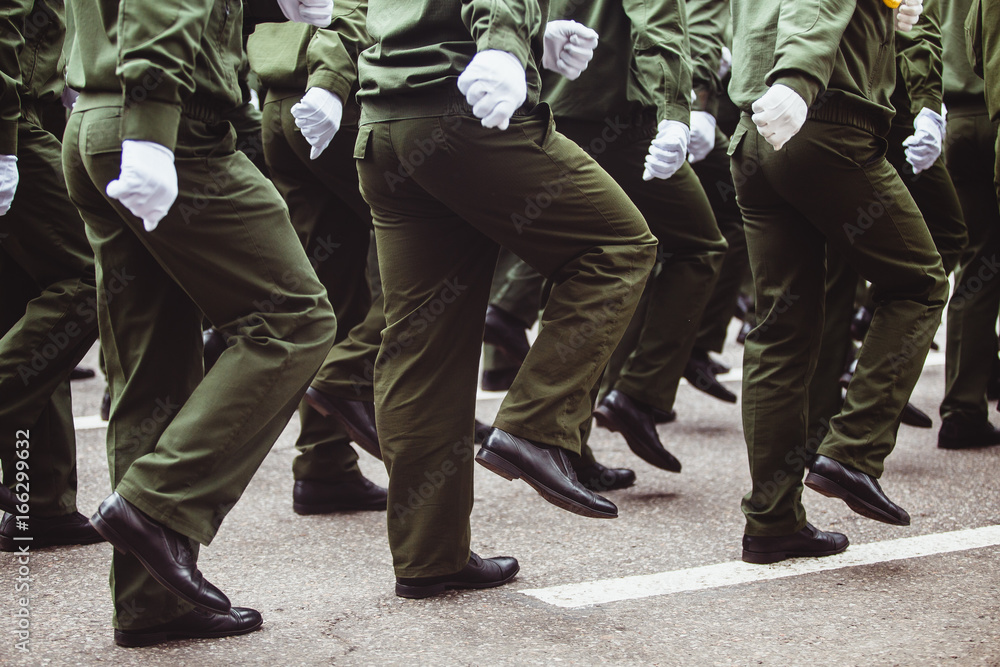 military men in green dress uniform marching to victory parade military men in green dress uniform marching to victory parade