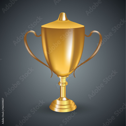 Illustration of gold shiny cup on dark gray background
