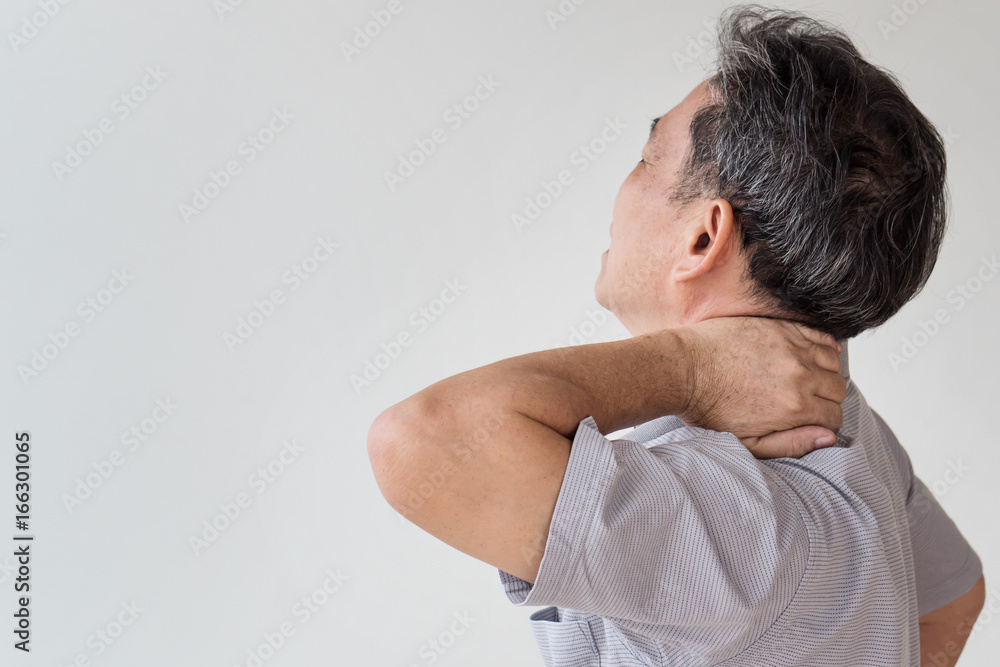 man suffering from neck, shoulder pain man suffering from neck, shoulder pain