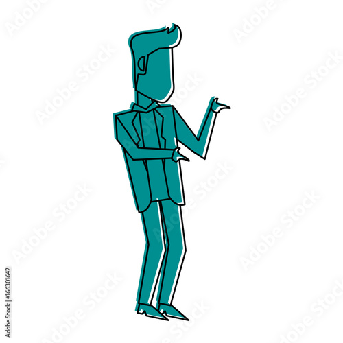 man talking and moving arms avatar icon image vector illustration design  blue color