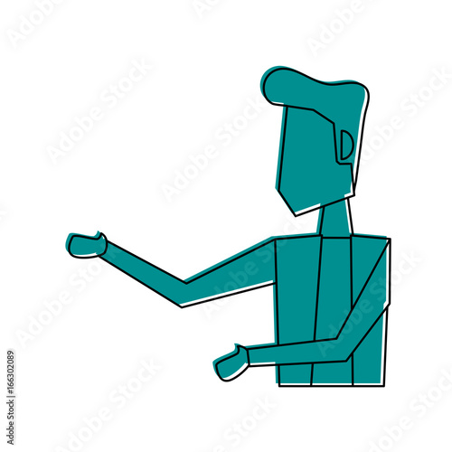 man talking and moving arms avatar icon image vector illustration design  blue color