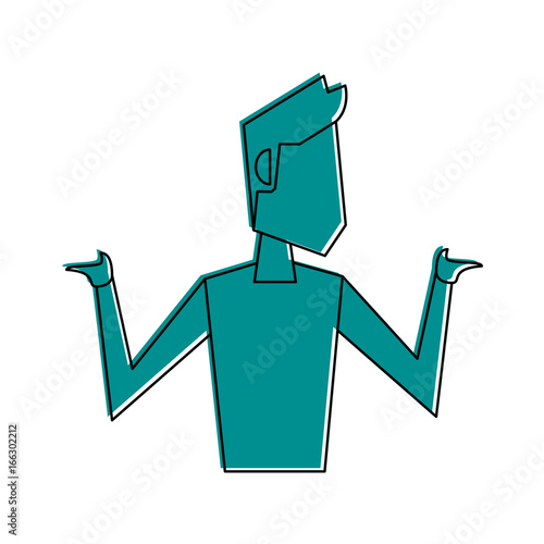 man talking and moving arms avatar icon image vector illustration design  blue color