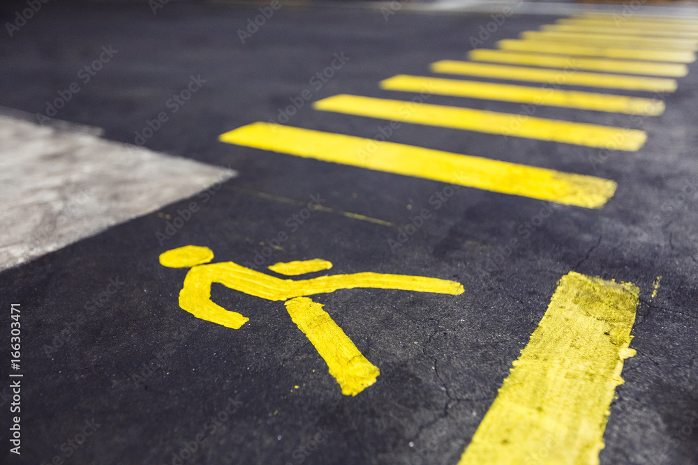 Pedestrian crossing yellow marking in the factory Stock Photo | Adobe Stock