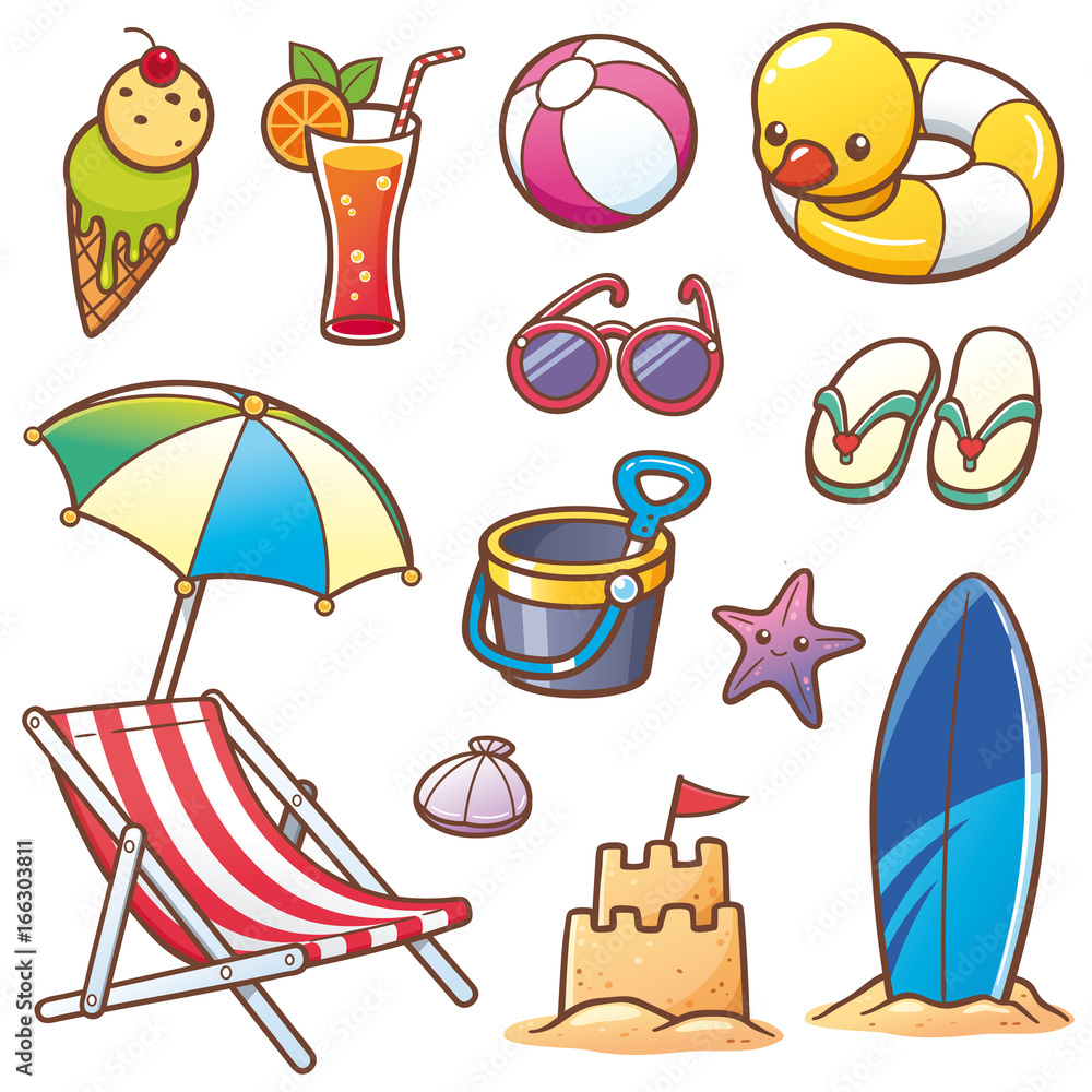 Naklejka premium Vector illustration of Cartoon Summer Vacation