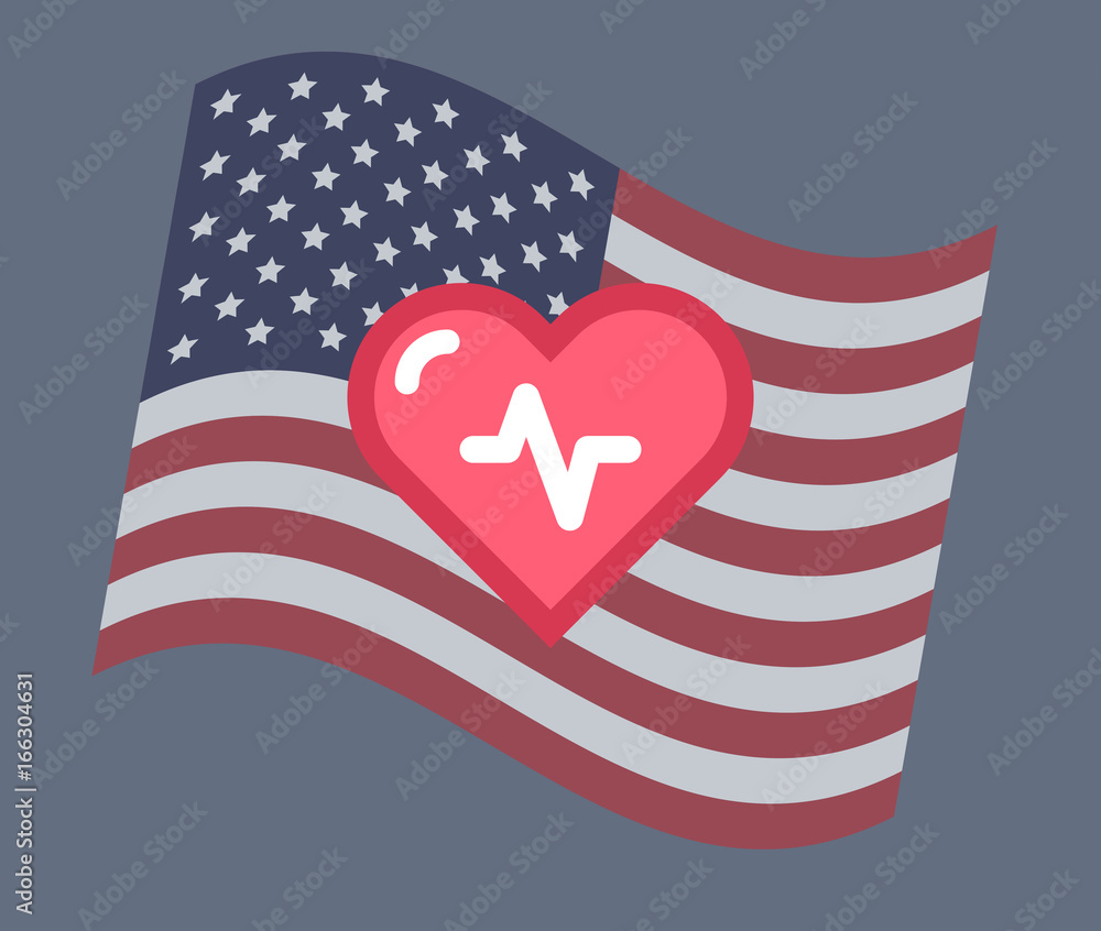 Obraz premium USA flag vector illustration: Health care
