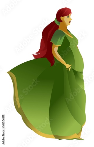 fat obese pregnant redhead woman