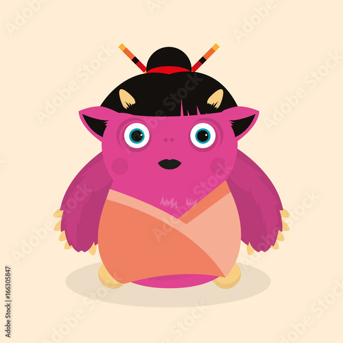Pink cute monster