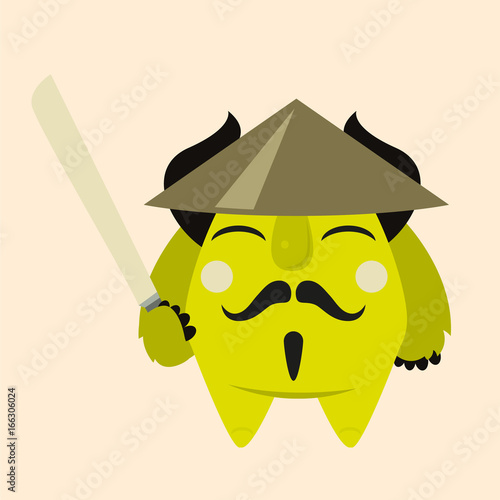 Japanese, illustrated monster, vector illustration, character, Yety, bogy 