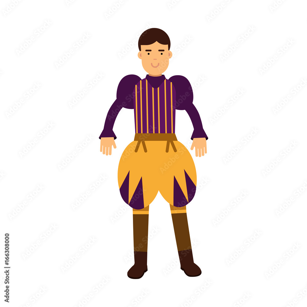 Young prince in a historical costume, fairytale or medieval character, colorful vector Illustration Young prince in a historical costume, fairytale or medieval character, colorful vector Illustration