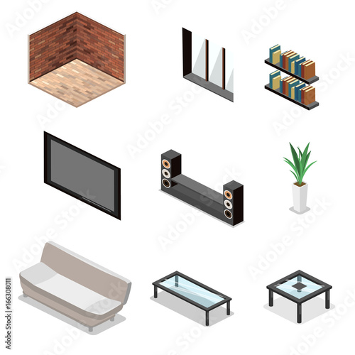 Living room interior . loft apartment with brick wall.