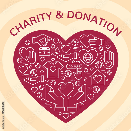 Charity and donation icon set