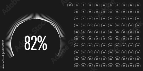 Set of circular sector percentage diagrams from 0 to 100 ready-to-use for web design, user interface (UI) or infographic - indicator with white