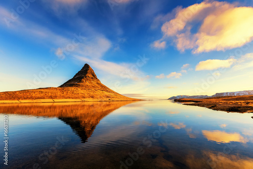 Mountain Kirkjufell, reflection, Western Iceland