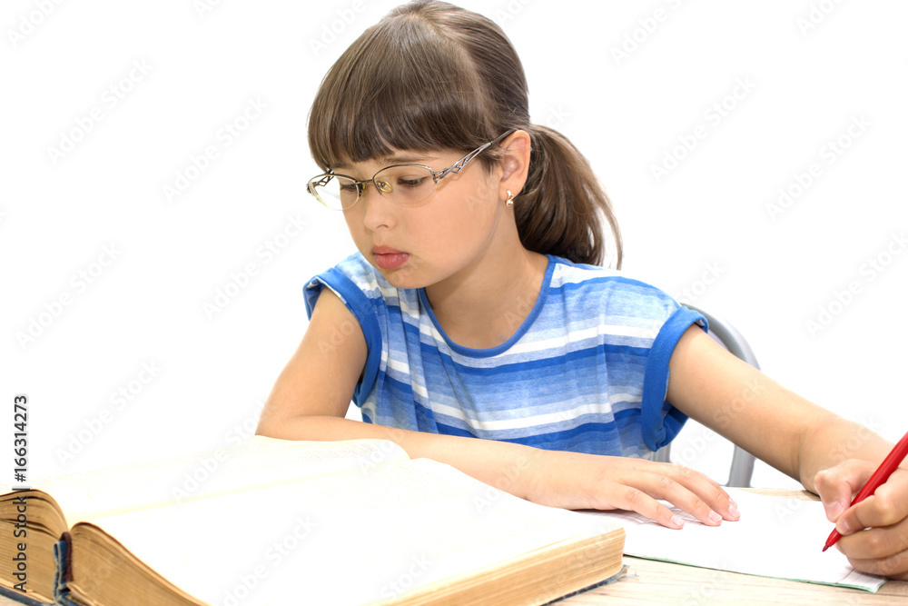 Cute teenager with books on white background Cute teenager with books on white background