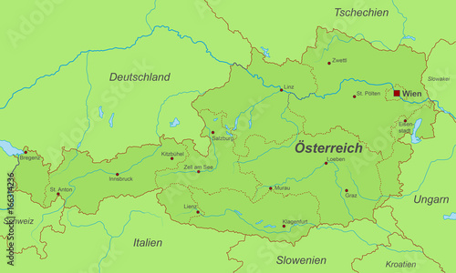 Österreich - Bundesländer und Städte (Grün)