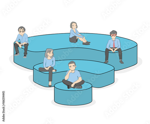 Little people are sitting on the wi-fi icon. The concept of modern youth communication. vector illustration.