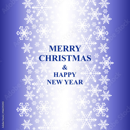 Christmas congratulatory card with snowfall decor