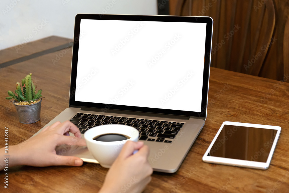 young man working Businessman using a desktop computer of the blank screen young man working Businessman using a desktop computer of the blank screen