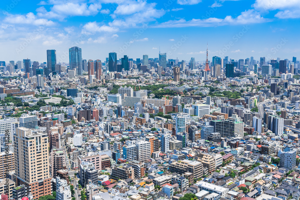 Fototapeta premium Tokio błękitne niebo i krajobraz miasta