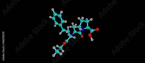 Enalapril molecular structure isolated on black