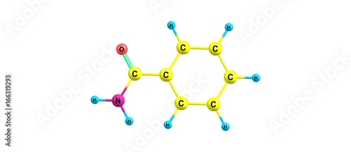 Benzamide molecular structure isolated on white photo