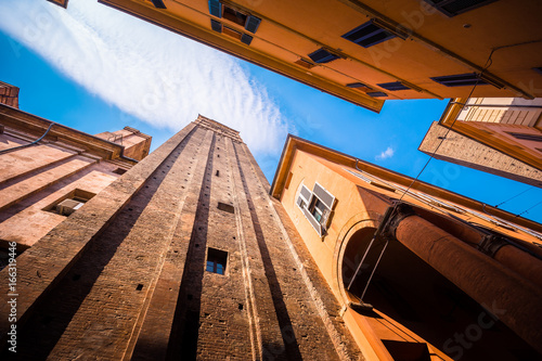 View to the sky of towers,  Bologna, Emilia-Romagna, Italy photo