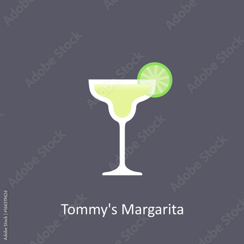 Tommy's Margarita cocktail icon on dark background in flat style