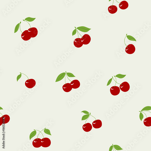 Group of red cherrys on grey background