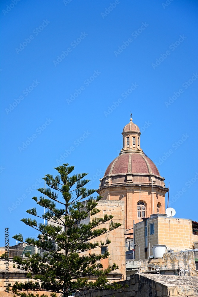 St Lawrence church dome, Vittoriosa, Malta.