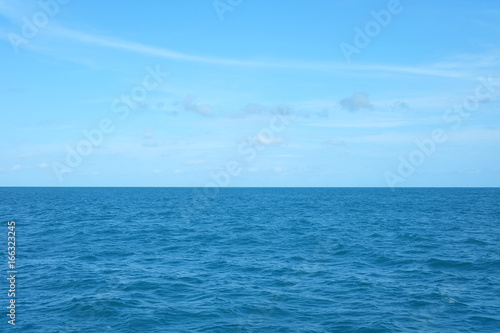 Image of blue sea with blue sky. The Gulf of Thailand.