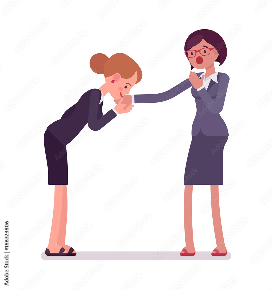 Business female hand kiss gesture Business female hand kiss gesture