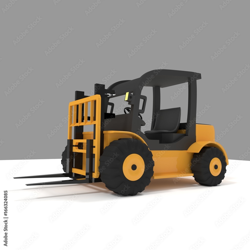 yellow forklift truck in 3D rendering yellow forklift truck in 3D rendering