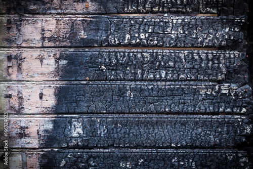 Charred black wooden texture background