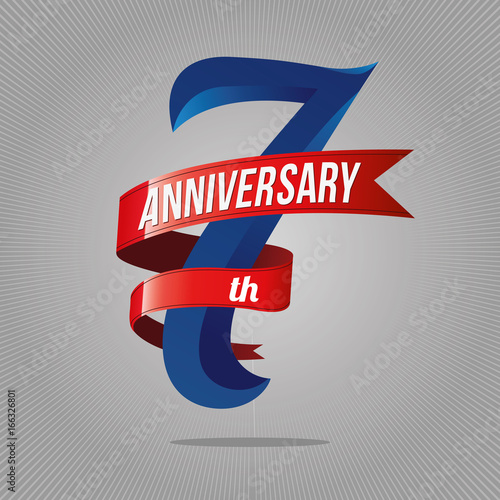 7 years anniversary celebration logotype. 7th logo, gray background