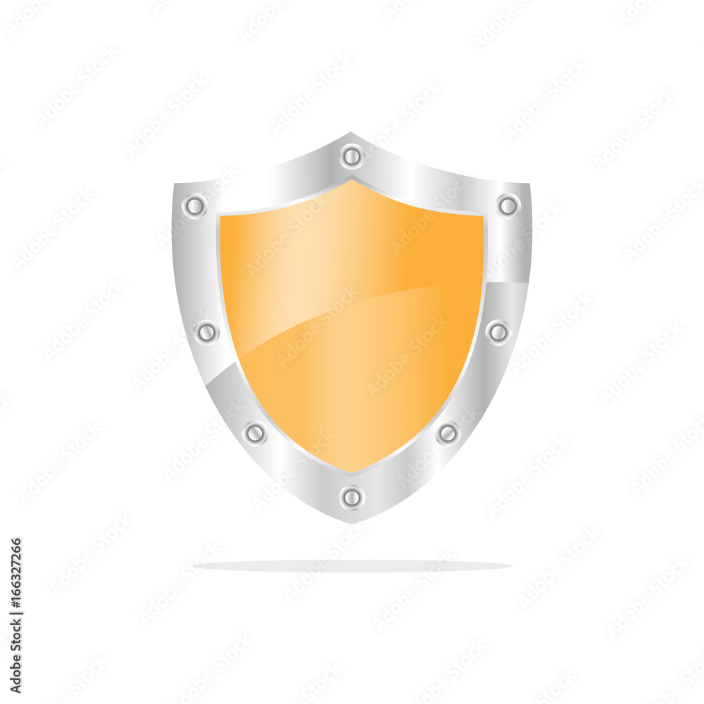 3D Yellow security shield on a white background 3D Yellow security shield on a white background