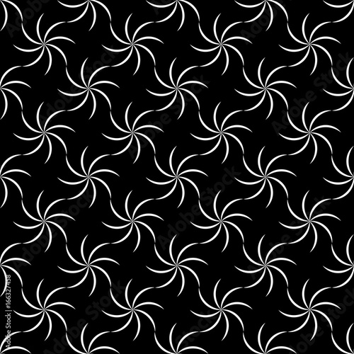 Stars spiral black seamless pattern