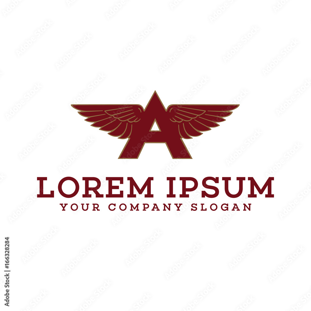 Obraz premium letter A Wings logo design concept template