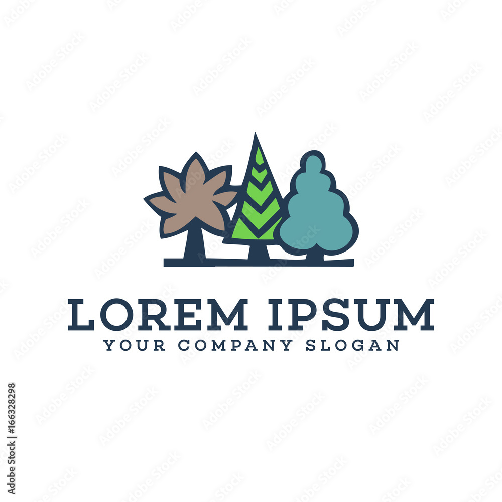 Obraz premium Tree landscaping logo design concept template