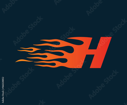 Letter H flame Logo. speed logo design concept template