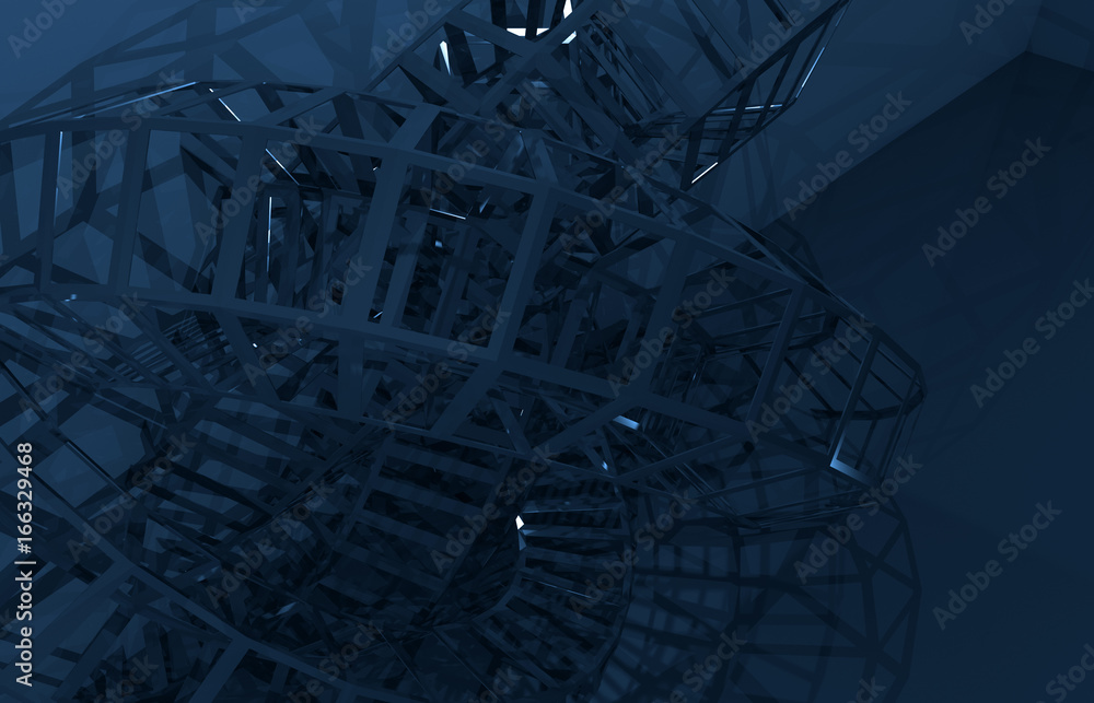 Abstract blue digital graphic background, 3d art Stock Illustration