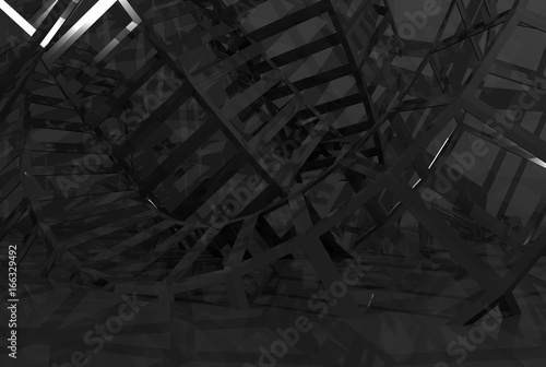 3d bent wire-frame structure in the dark