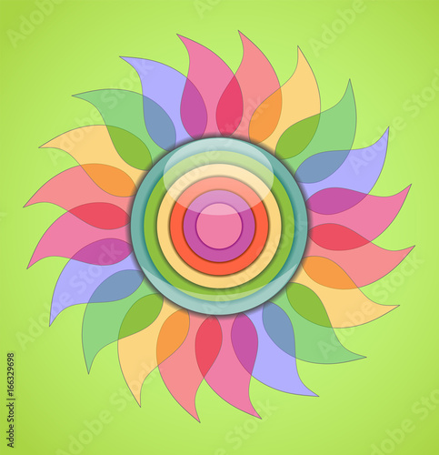 Abstract transparent colorful flower.