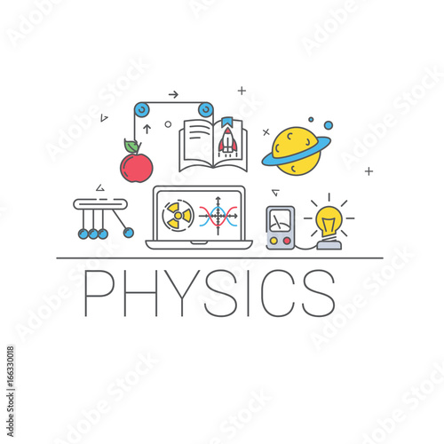 Simple flat graphics. The subject is physics. Vector illustration.