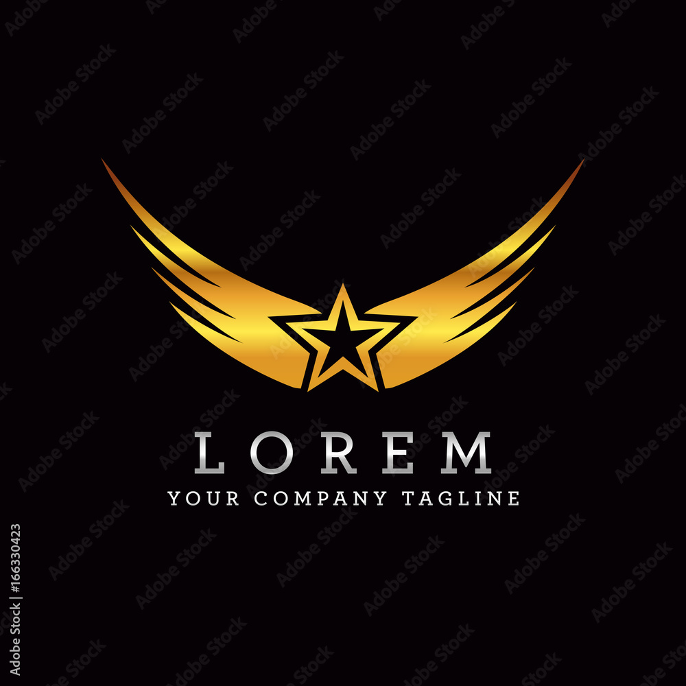 star wings logo. metal logo design concept template star wings logo. metal logo design concept template