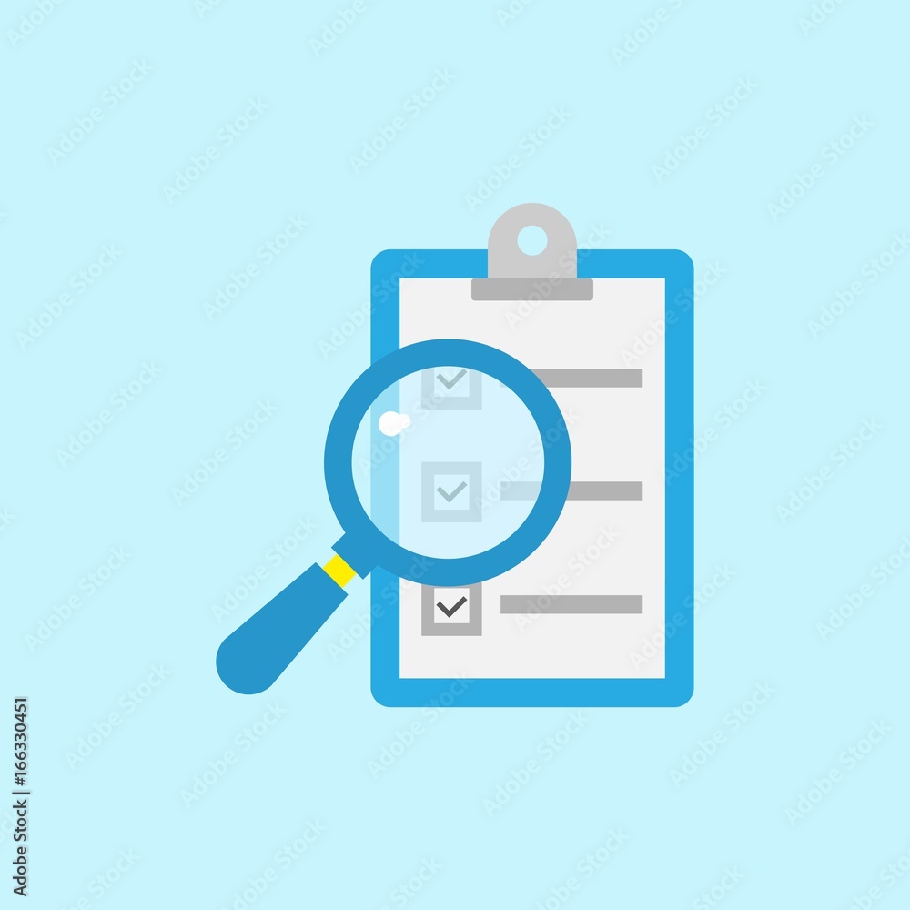 clipboard with magnifying glass clipboard with magnifying glass