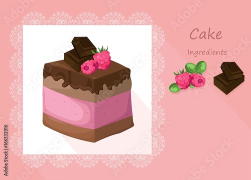 Delicious chocolate Cake collection decor Vector illustration