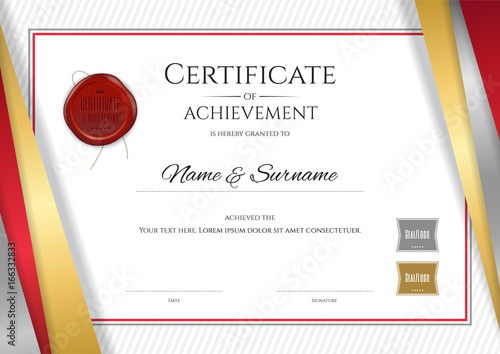 Luxury certificate template with elegant golden border frame, Diploma design for graduation or completion