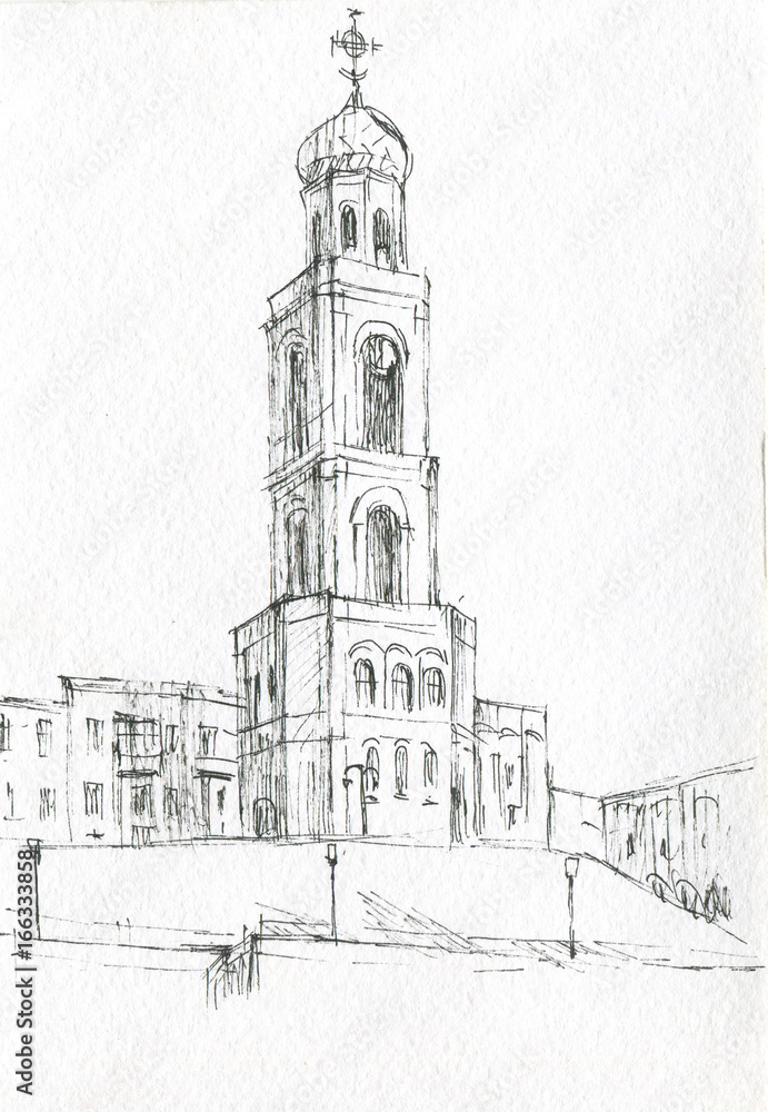 Christian bell tower sketch
