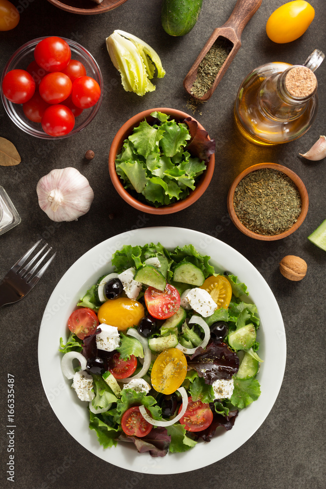 fresh greek salad in plate