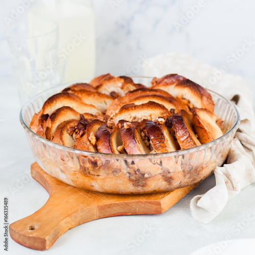 Walnut Bread and Butter Pudding